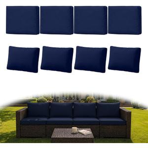 8Pcs Outdoor Couch Cushion Covers with Zipper, Water-Resistant Patio Cushion Covers, Max Compatible 24x24x3.15 Inch Patio Cushion, Full Coverage, Non-Stretch, UV-Resistant, Only Cover