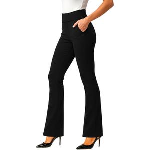 Conceited Stretch Slacks for Women - Wear to Work - Tummy Control - Slim Leg - Pockets - Ponte  (Black, XL)