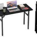 TEMI Small Computer Desk Folding Table - 43.3" Foldable Office Desk, No Assembly, Perfect for Small Spaces in Bedroom, or Apartment, Portable Mini Desk or Study Table Compact Design, Dark Oak