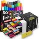 ARTISTRO 30 Acrylic Paint Pens Extra Fine Tip and 30 Acrylic Paint Markers Fine Tip, Bundle for Rock, Stone, Ceramic, Glass, Mugs, Wood, Metal, Fabric, Canvas