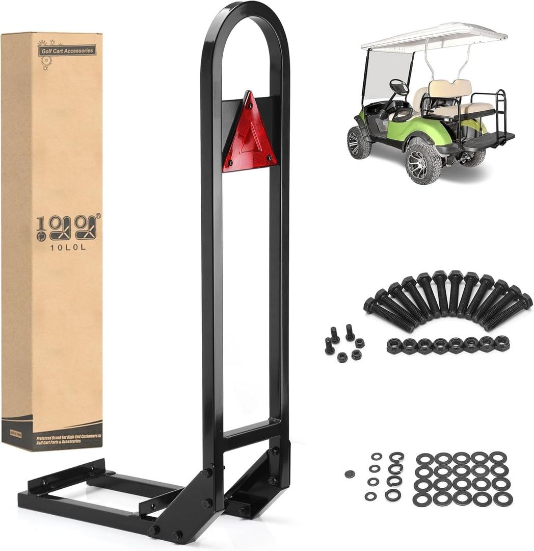 10L0L Golf Cart Rear Seat Grab Bar - Heavy Duty Safety Handrail for Rear Seat Passenger Security | Universal Fit, Black