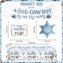 161pcs Cowboy Baby Shower Decorations Include Plates and Napkins Set, Banner, Hanging, Tablecloth, Cake Topper, for Cowboy Rodeo and Western Baby Shower, Serves 25