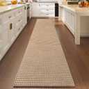 YDKGL 2x10 ft Hallway Runner Rug Extra Long Boho Woven Kitchen Runner Rugs Mat Non Slip Washable, Soft Hall Floor Mat Runner Carpet for Indoor Backdoor Bedroom Entryway Laundry Living Room, Brown