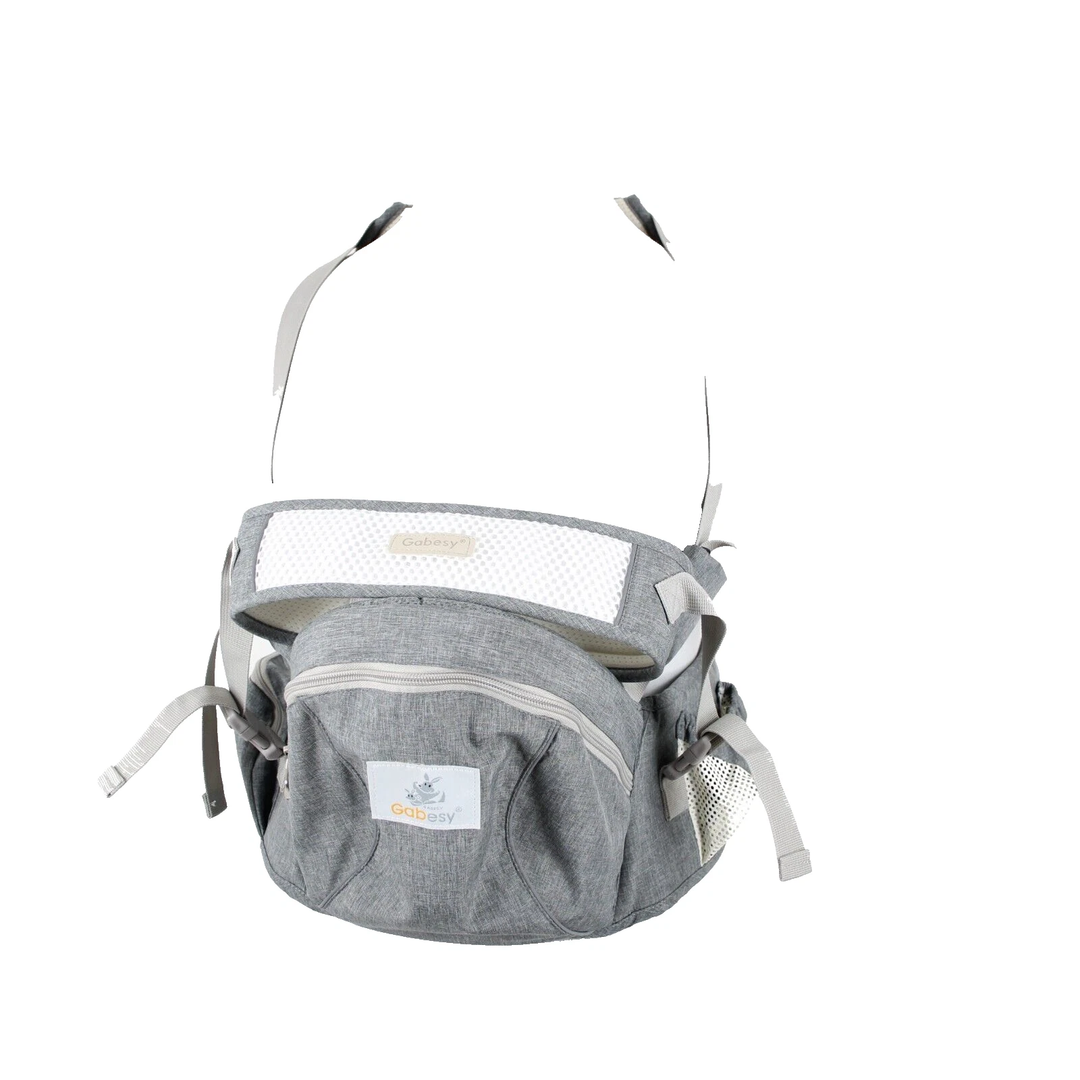 Gabesy Gray Cream Waist Seat With Storage Space Baby Carrier