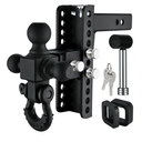 Adjustable Trailer Hitch, 8" Drop Hitch Fits 2-in Receiver, Heavy Duty Tow Hitch with Tri-Ball & Rotatable Shackle, 1-7/8" & 2" &2-5/16" Ball, Black