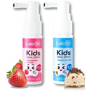 LAB52 Kids Oral Spray, Toddler Toothpaste Helper for Daily Oral Care and Fresh Breath, Children Approved with Fluoride Free for Newborn to Preschoolers, Xylitol (Strawberry), Exp Date:2028/06/04