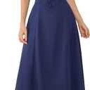 Argeousgor Women Y2k Square Neck Lace Trim Long Dress Low Cut Sleeveless Bustier Midi Dress Going Out Spaghetti Strap Sundress A-Blue, S