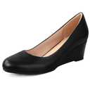 Ankis Black Wedges for Women, Low Heel Women's Wedge Comfortable Closed Toe Women Pumps Dress Shoes -2Inch 8.5