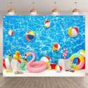 8x6ft Summer Swimming Pool Photography Backdrop Water Banner | Blue Splash Waves Tropical Beach Ocean Ball Background, Kids Adults Party Decorations, Holiday Photo Booth, Polyester Fabric