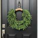 Dingion Norfolk Pine Christmas Wreath for Front Door 11.8 in Christmas Kitchen Cabinet Norfolk Pine Wreath Mini Artificial Farmhouse Rustic Xmas Decor for Window Fireplace Wall Decor