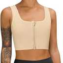 LEINIDINA Chest Binder Tomboy Transgender FTM Square Collar with Front Zipper Binder Bra Tank Top