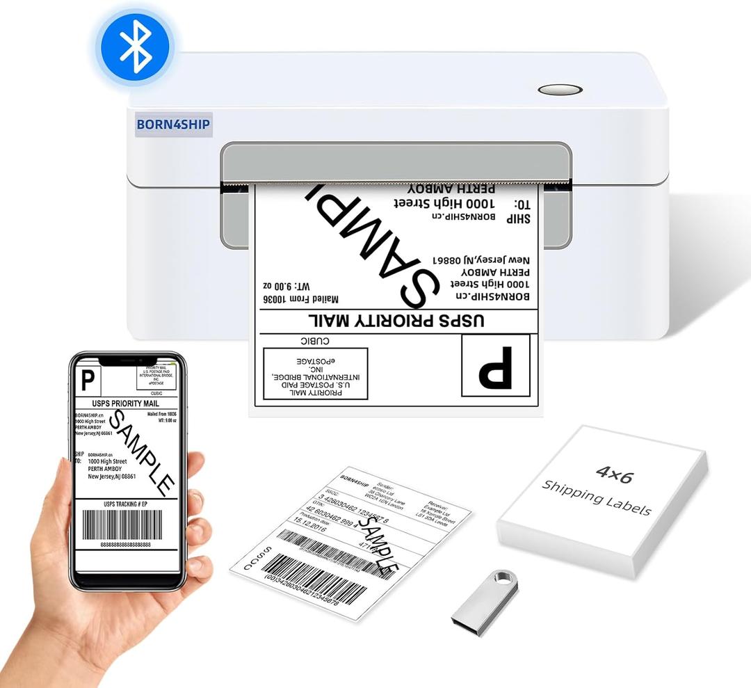 Bluetooth Shipping Label Printer, 4x6 Thermal Printer for Shipping Packages, Thermal Label Printer for Small Business, Widely Used for Amazon, iPhone, Android, iPad, Windows, macOS (Gray)