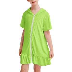 Swim Cover Up Girls Swimsuit Size 4-5t Grass Green Short Sleeve, 110
