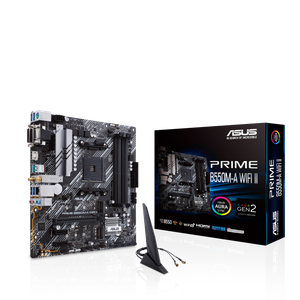 ASUS Prime B550M-A WiFi II AMD Micro ATX Motherboard with PCIe 4.0, WiFi 6, ECC Memory, HDMI 2.1, RGB Header