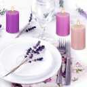 Conelist Set of 6 Gradient Pink Purple Small Pillar Candles 2 x 3 Inch Unscented Colored Votive Candles for Wedding Holiday Church Dinner Table Home Decor