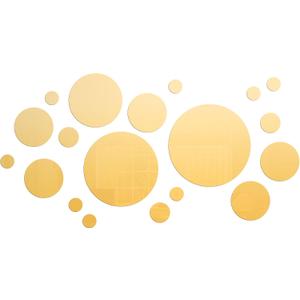 Shappy 32 Pcs Acrylic Mirror Wall Stickers Removable Round Wall Decal Circle Mirror Tiles for Home Bathroom Living Room Bedroom TV Background Decor (Gold, Medium Size)