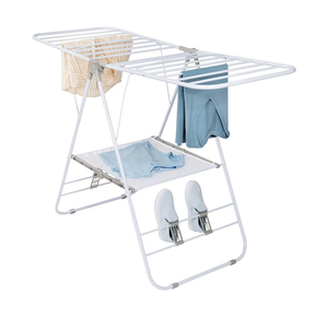 Honey-Can-Do Heavy-Duty Foldable Laundry Drying Rack – Portable Shoes & Clothes Rack for Indoor & Outdoor Use, Space-Saving Design, Easy to Fold Gullwing Design, Sturdy Metal, 50lb. Capacity, White
