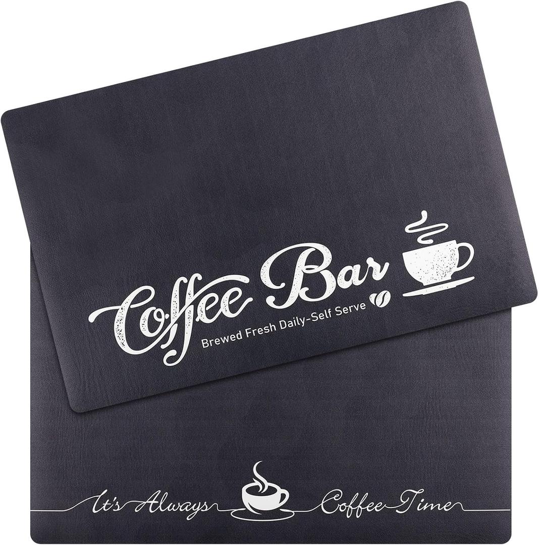 2 Pieces Coffee Bar Accessories 16 x 24 Inch Washable Coffee Maker Mat Hide Stain Absorbent Kitchen Counter Mat for Kitchen Bar Countertops Supplies (Elegant Style)