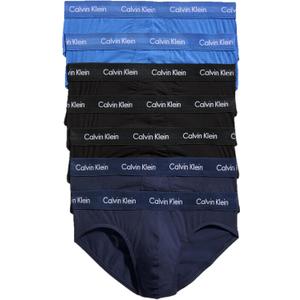 Calvin Klein Men's Cotton Stretch 7-pack Hip Brief (XX-Large, 3 Black, 2 Blue Shadow, 2 Cobalt Water)
