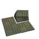 VICTORY RELAX Natural Acacia 12x12 Interlocking Wood Deck Tiles for Balcony, Garden, Patio, Poolside Decor - Waterproof Indoor & Outdoor Flooring - Square Joints (9, Green, 12 slats)
