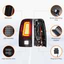 Tresound LED Tail Lights & 3rd Third Brake Cargo Lamp for GMC Sierra 1500 2007-2013 SLT, WT, SL, SLE, 2500 3500 HD 2007-2014 (Only for 3500HD with Single Rear Wheel Model), Chrome Housing Smoke Lens