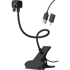 NIVEOLI 4K Center Screen Webcam with Microphone, AutoFocus 4K Middle Screen Webcam USB Type-C/A Adapter, Eye Level Camera Plug&Play (Clamp)