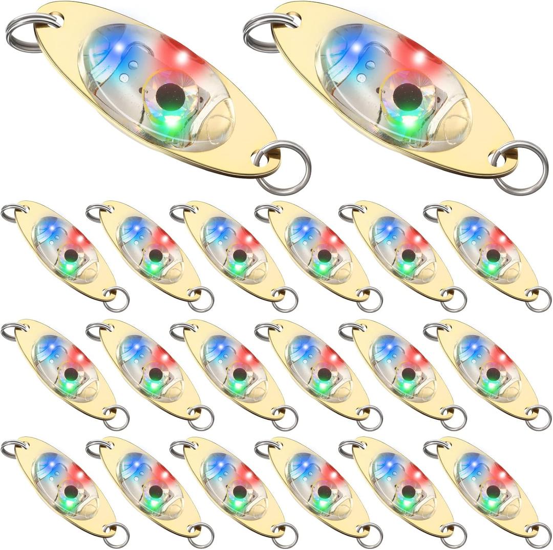 10 Pieces LED Fishing Lures Fishing Spoons Underwater Flasher Bass Halibut Flasher Saltwater Trolling Deep Drop Fishing Light LED Lighted Bait Flasher (2 x 0.8 Inch/ 5 x 2 cm)