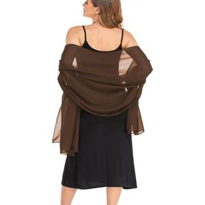 Shawls and Wraps for Evening Dresses Sheer Chiffon Women Elegant Soft Silky Wraps Wedding Bridal Scarf (79*18, Brown)