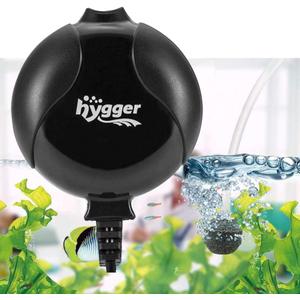 hygger Quiet Mini Air Pump for Aquarium 1.5 Watt Oxygen Fish Air Pump for 1-15 Gallon Fish Tank with Air Stone Air Tubing Clip Black