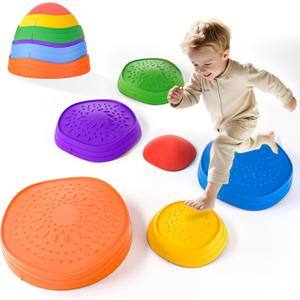 Stepping Stones for Kids  Toddler Stepping Stones for Balance and Sensory Play, Non-Slip Indoor and Outdoor Balance Toys for Boys and Girls Age 3+, Stackable 6 Pcs Set
