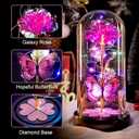 Mothers Day Rose Gifts for Mom Birthday Gift, Rechargeable Galaxy Glass Rose in Glass Dome Crystal Roses Butterfly Anniversary Mother's Day Flowers Gifts for Women Mom Wife Grandma Daughter, Pink