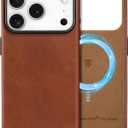 SHIELDON Genuine Leather Case for iPhone 17 Pro 6.3" 2025, Compatible with Magsafe, Magnetic Wireless Charging, Anti-Scratch, Shockproof Protective Cover - Retro Brown