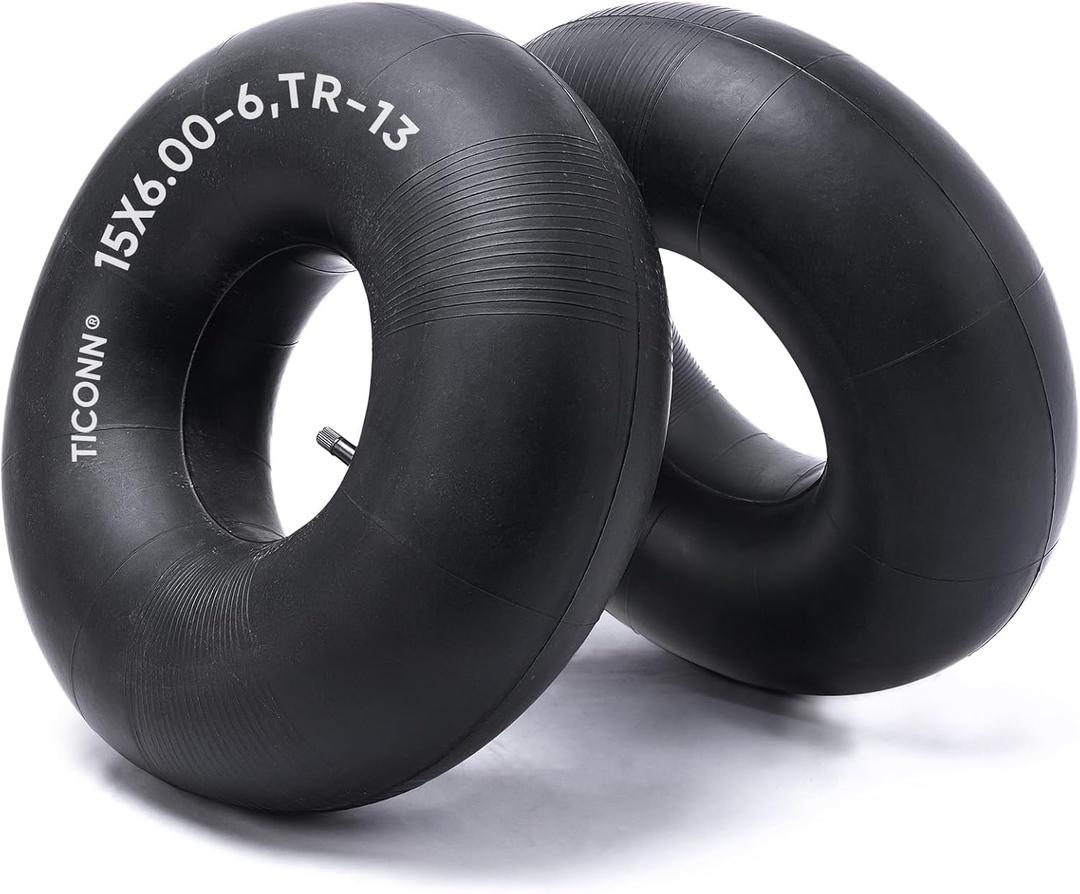 TICONN 15x6.00-6nhs Lawn Mower Tires Inner Tube, 2 Pack Inner Tire Tube for Wheelbarrow Tires, Replacement Tube with TR-13 Straight Valve Stem for Lawn Mower Tires 15x6.00-6, Wheelbarrows, Wagons