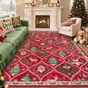 Lahome Christmas Rugs for Living Room, Soft Bedroom Rug 8x10 Under Bed Print Xmas Carpet Reindeer Christmas Home Decor, Stain Resistance Non Shedding Indoor Carpet for Office Room Dining Room