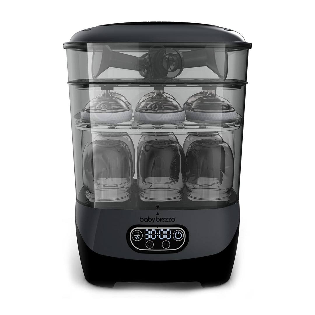 Baby Brezza Bottle Sterilizer and Dryer Advanced 33% Faster - Largest Capacity Steam Sanitizer - Universal Sterilization Machine for All Bottles + Pump Parts - HEPA Air Filter, Charcoal