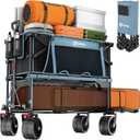 Sekey 500LBS Heavy Duty Double Decker Wagon with Extender, 400L Large Capacity Collapsible Garden Cart Fits 10x10 Canopy, All-Terrain Big Wheels with Brakes, Foldable Utility Wagon for Sports, Camping