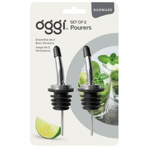Oggi Bottle Pourer, Set of 2, Stainless Steel