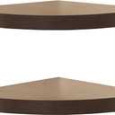 Danya B. Small Floating Wall Mount Laminate Wood Corner Wall Radial Shelves (Set of 2) (Walnut)