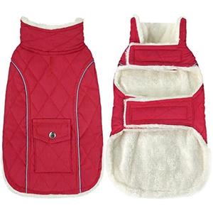 Malier Dog Winter Coat, Large, Red - Windproof, Extra Warm, Reflective Clothes for Small Medium Large Dogs and Puppy Size L