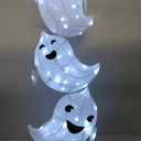 Halloween Decorations Outside Ghost Decor - HOYECHI Halloween Decorations Outdoor Lighted 3 Pack Ghost 3.5FT, Light Up Ghost With 75 Led Lights, Ground Stakes, for Front Yard Porch Gardens Lawns Party