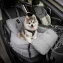 JACKO & CO Premium Dog Car Seat Safe & Cozy Travel Bed Carrier for Small Dogs, Puppies, Pets, Clip-On Leash, Storage Pockets, Water-Resistant, Machine Wash (Grey, Removable - Medium (1-25lbs))