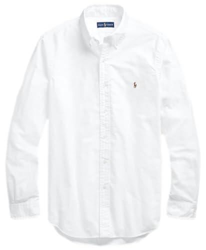 POLO RALPH LAUREN Men's Long Sleeve Oxford Button Down Shirt (Large, White)