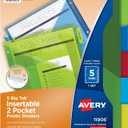 Avery Dividers for 3 Ring Binders, 5-Tab Two-Pocket Plastic Binder Dividers, Multicolor (24 Sets of 11906)