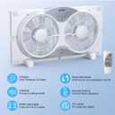 Shinic Window Fan with Reversible Airflow Quiet, Twin 9" Blades, Full Remote Control, 3 Functions-3 Speeds, Bathroom Kitchen Window Exhaust Fan, Width Adjustable (From 23.8" to 37") ETL Certified