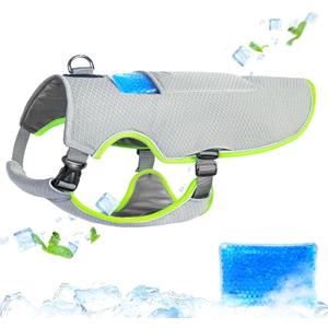 Mora Pets Dog Cooling Vest with Ice Pack Evaporation Cool Harness Adjustable Summer Shirt Pet Jacket for Hot Weather Fit Large Medium Small Dogs Grey S