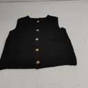 Women's Button Down Sweater Vest Sleeveless Crewneck Knit Outerwear Old Money Knitwear (Black) Small