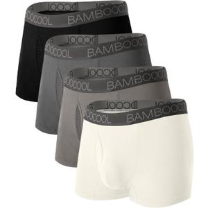 BAMBOO COOL Mens Trunks Underwear Performance Breathable Mesh Fly Zone Moisture-Wicking(4 Pack) (L)