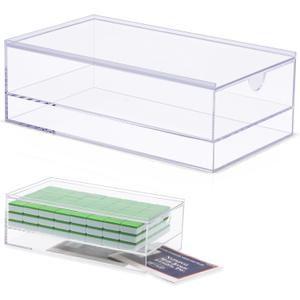 Empty Acrylic Mahjong Case Mahjong Storage Box for American Tiles and Mahjongs Cards Transparent Display Box for Mahjong's Tiles Accessories Supplies (Small,2 Compartment)