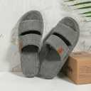 LongBay Slippers for Women Memory Foam Open Toe Slide Indoor House Shoes Slip On Bedroom Comfy Gift (M) US 7-8