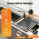 Foldable Over Sink Dish Drying Rack, Extra Wide & Thick Rust-Proof Aluminum Sink Cover for Counter Space, Collapsible Dish Drying Rack Fits Most Kitchen Sinks (Gray, 20.5x13.6)
